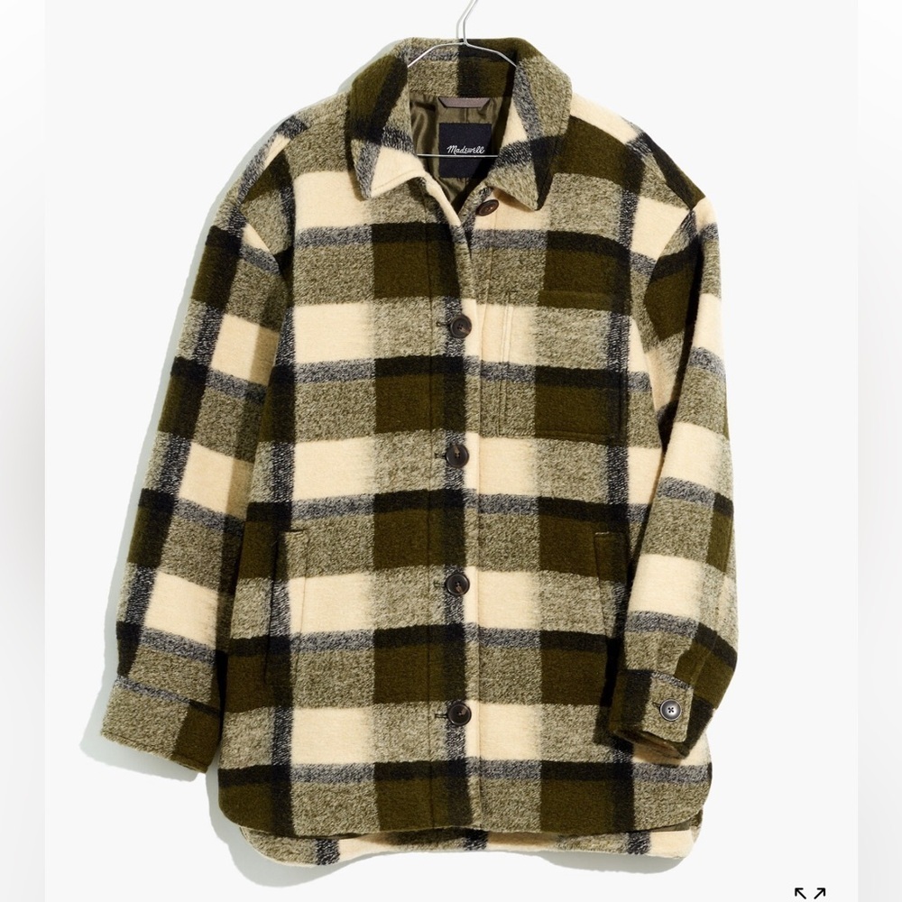 Madewell Belrose Shirt-Jacket In Marian Plaid Oversized Plaid Wool blend Size M